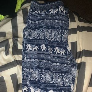Elastic waisted elephant pants.
